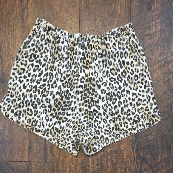 Thread & Supply Pants - Thread & Supply Leopard Print High Waist Shorts - Tan & Black
